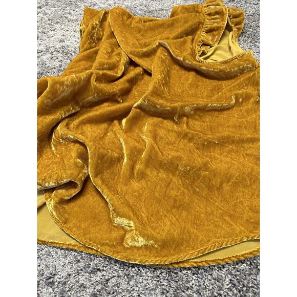 LOFT Plus Sz 22 Ruffle Sleeveless Velour Velvet Top Gold Party Holiday Workwear - Picture 9 of 10